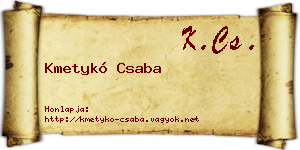 Kmetykó Csaba névjegykártya